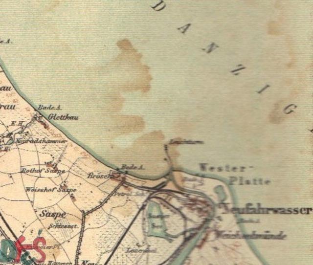 Brzeźno na mapie z ok. 1900 r.