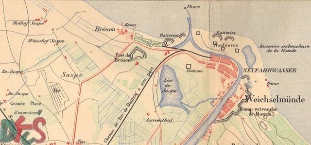 Brzeźno na mapie z ok. 1890 r.